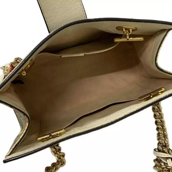 GUCCI Padlock small shoulder bag/GG Flora Beige Cream Multi PVC - 896-012225 - Picture 11 of 14